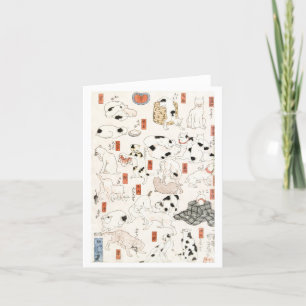 Cats Vintage Japanese Woodblock Note Card