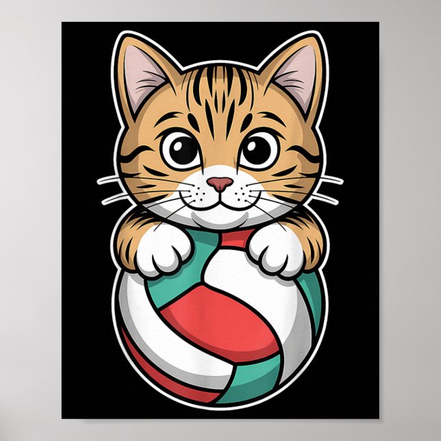 Cats Volleyball Funny Volleyball  Poster (Front)