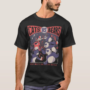 Cats Vs Bears Ninja Fight Fun Battle by Tobe Fonse T-Shirt