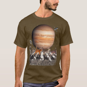 Cats Walking In Space Cat Astronaut Jupiter Planet T-Shirt