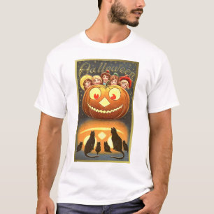 Cats Watching Kids and Pumpkin Dark Tees