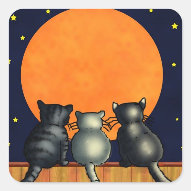 Cats Watching the Moon Stickers (Front)