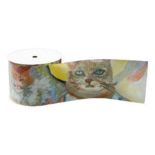 Cats Watercolor art  Grosgrain Ribbon
