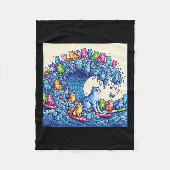 Cats Wave For Kamala Funny Cat Lady 1  Fleece Blanket (Front)