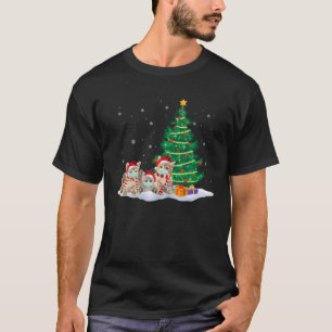 Cats Wear Masks And Santa Hats Christmas Tree Kitt T-Shirt