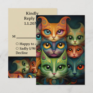 Cats wedding RSVP card