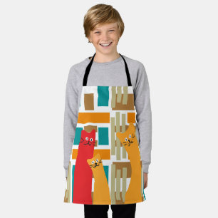 Cats whimsical cute geometric shapes apron