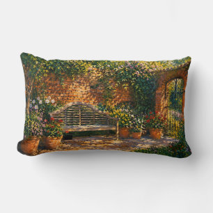 Cat's Whispering Sanctuary – Portrait of Solitude Lumbar Cushion