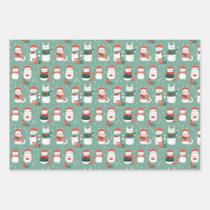 Cats' Winter Wonderland Wrapping Paper Sheet