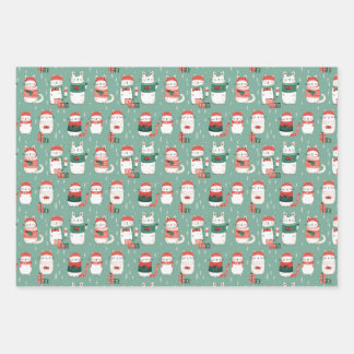 Cats' Winter Wonderland Wrapping Paper Sheet