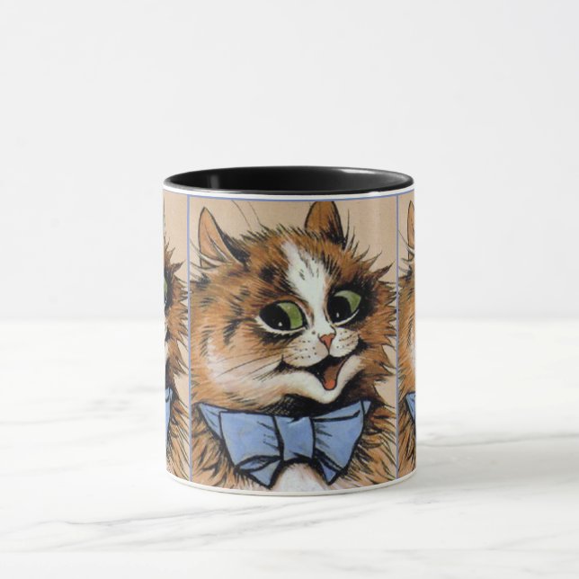 Cats with Blue Bowtie Painting by Louis Wain Mug (Center)