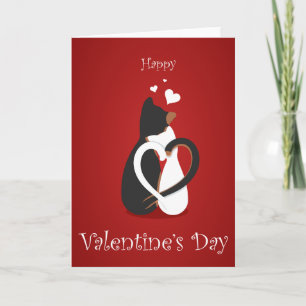 Cats with Entwined Heart Tails Valentine Card