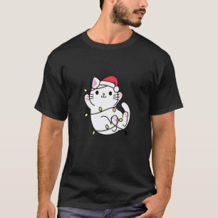 Cats With Santa Hat Christmas Light Merry Catmas C T-Shirt