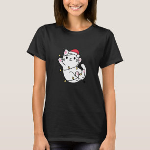 Cats With Santa Hat Christmas Light Merry Catmas C T-Shirt