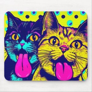 Cats with tongue out mouse pad