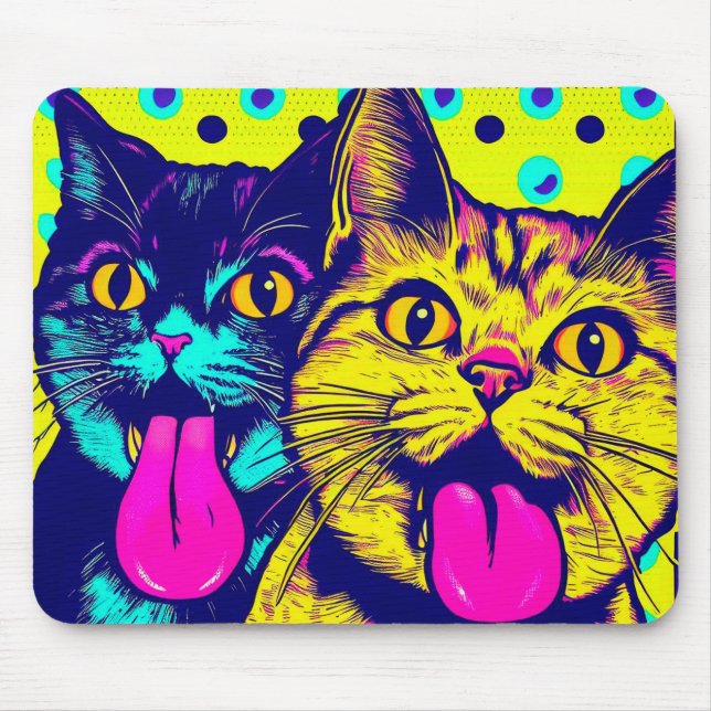 Cats with tongue out mouse pad (Front)