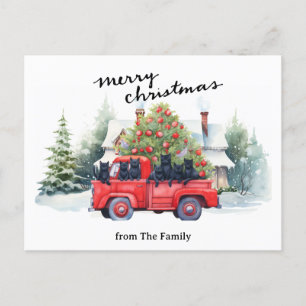 Cats with Vintage Red Truck for pet lovers Holiday Postcard