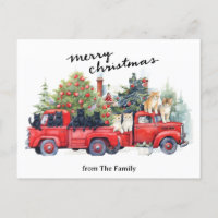 Cats with  Vintage Red Truck for pet lovers
