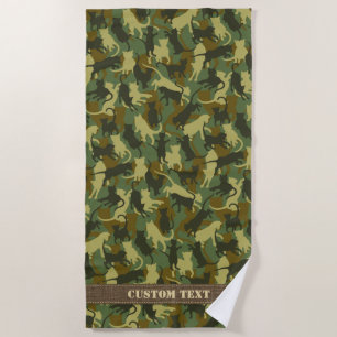 Cats Woodland Camouflage Beach Towel