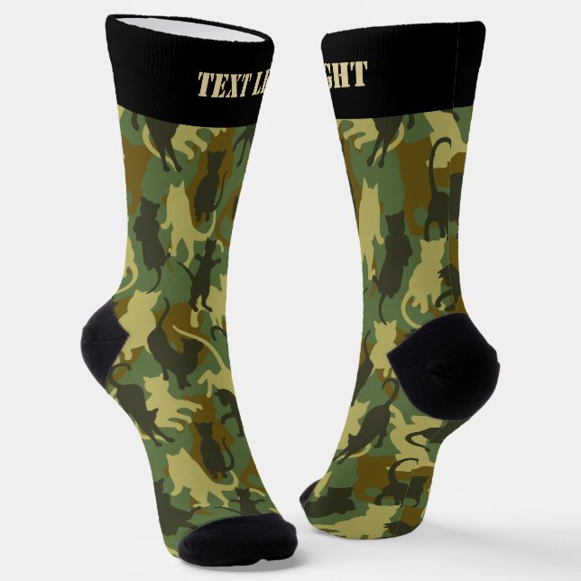 Cats Woodland Camouflage Pattern Socks (Angled)