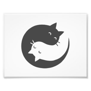 Cats yin and yang mandala - Choose background colo Photo Print