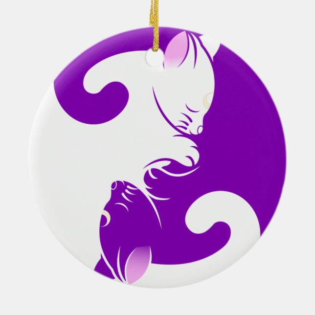 Cats yin yang ceramic tree decoration (Back)