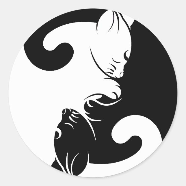 Cats yin yang classic round sticker (Front)