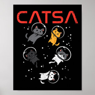 Catsa Cat Astronauts Funny Kitten Space Women Girl Poster