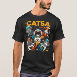 Catsa Cat Astronauts Kitten Space Astronomy Cartoo T-Shirt