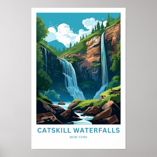 Catskill Waterfalls New York Travel Print (Front)
