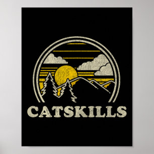 Catskills New York Ny T Shirt Vintage Hiking Mount Poster