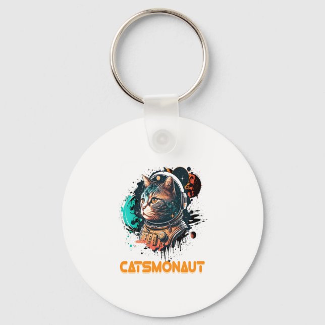Catsmonaut Astronaut Cat Or Space Cat Key Ring (Front)