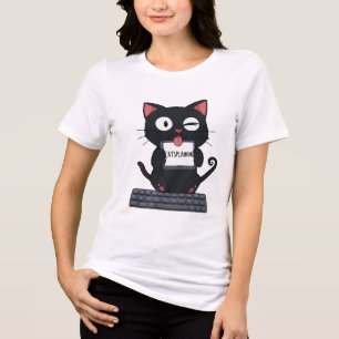 Catsplaining - Funny Cute Black Cat Meme Tri-Blend Shirt