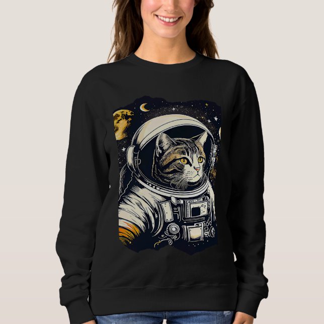 Catstronaut Cat Astronaut Space Illustration  1 Sweatshirt (Front)