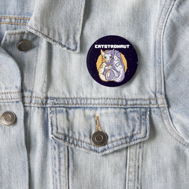 Catstronaut Cat Cosmonaut 6 Cm Round Badge (In Situ)
