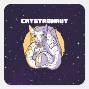 Catstronaut Cat Cosmonaut Square Sticker