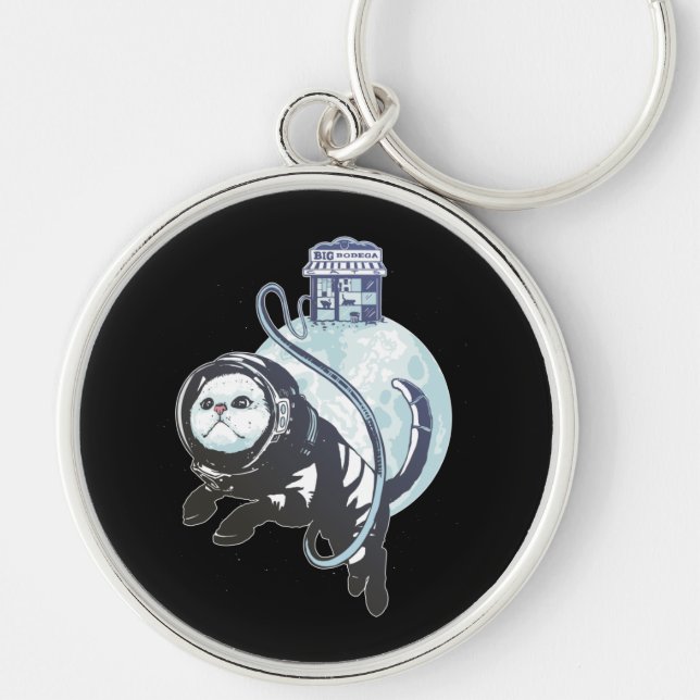 Catstronaut Cat in Space Key Ring (Front)
