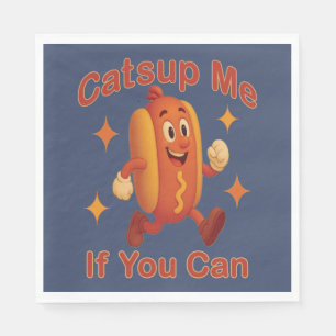 Catsup Me If You Can Funny Hot Dog – Ketchup Pun Napkin