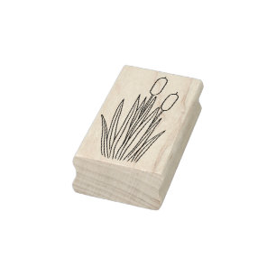 Cattails and Reeds Pond Plant Rubber Stamp