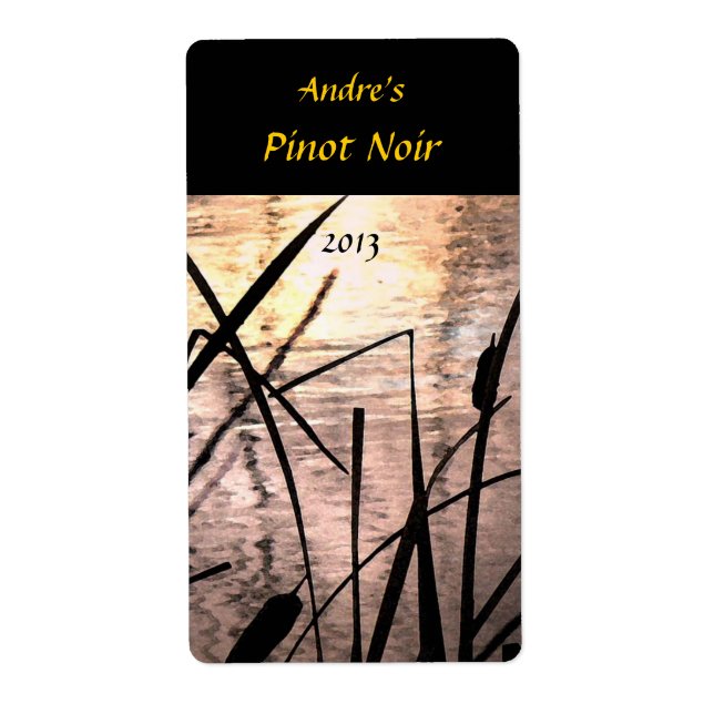 Cattails at Sunset Wine Label (Front)