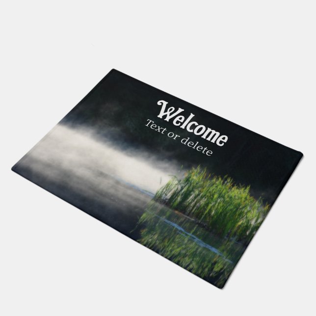Cattails In The Mist On A Pond Personalised Doormat (Angled)
