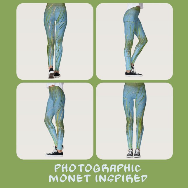 Cattails Monet Inspired Pastel Blue and Green Leggings (Creator Uploaded)