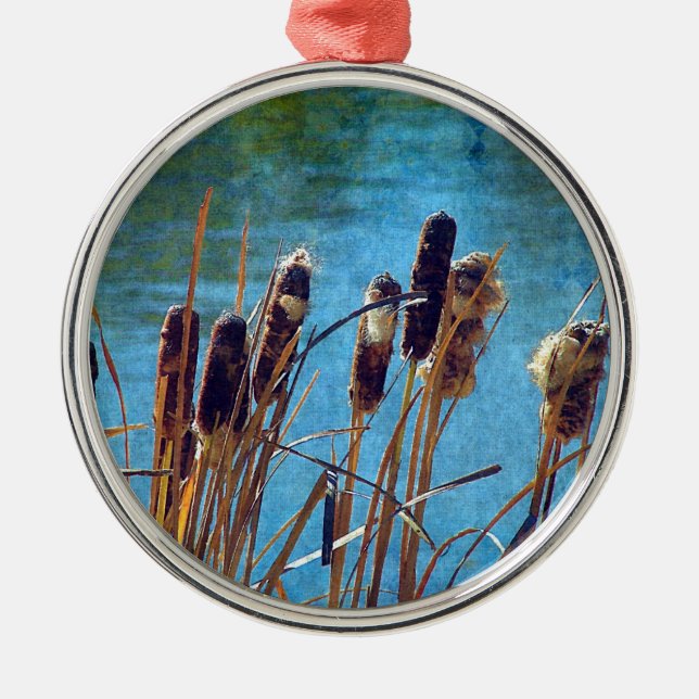 Cattails on the Pond Metal Tree Decoration (Front)
