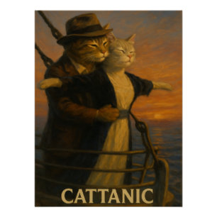 Cattanic Parody Art Poster   Funny Cat Lovers