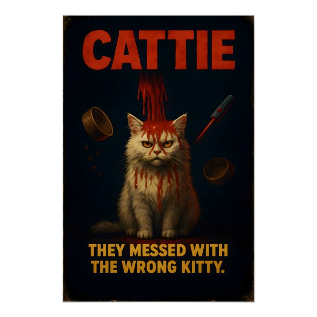 CATTIE – Funny Horror Cat Parody Poster (Front)