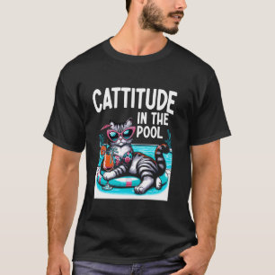 Cattitude in Pool Cat Swimming Swim Coach Swimmer T-Shirt