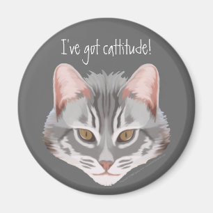 Cattitude (with text) Magnet