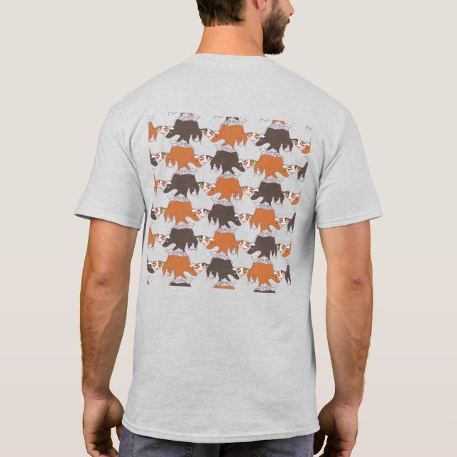 Cattle and duck tile tessellation (BBL_BW) T-Shirt (Back)