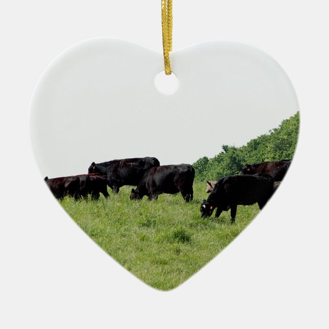Cattle Black Angus Ceramic Tree Decoration (Front)