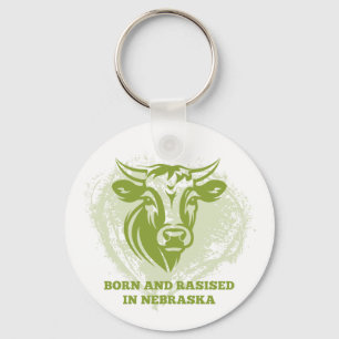 Cattle born and raised in Nebraska Key Ring
